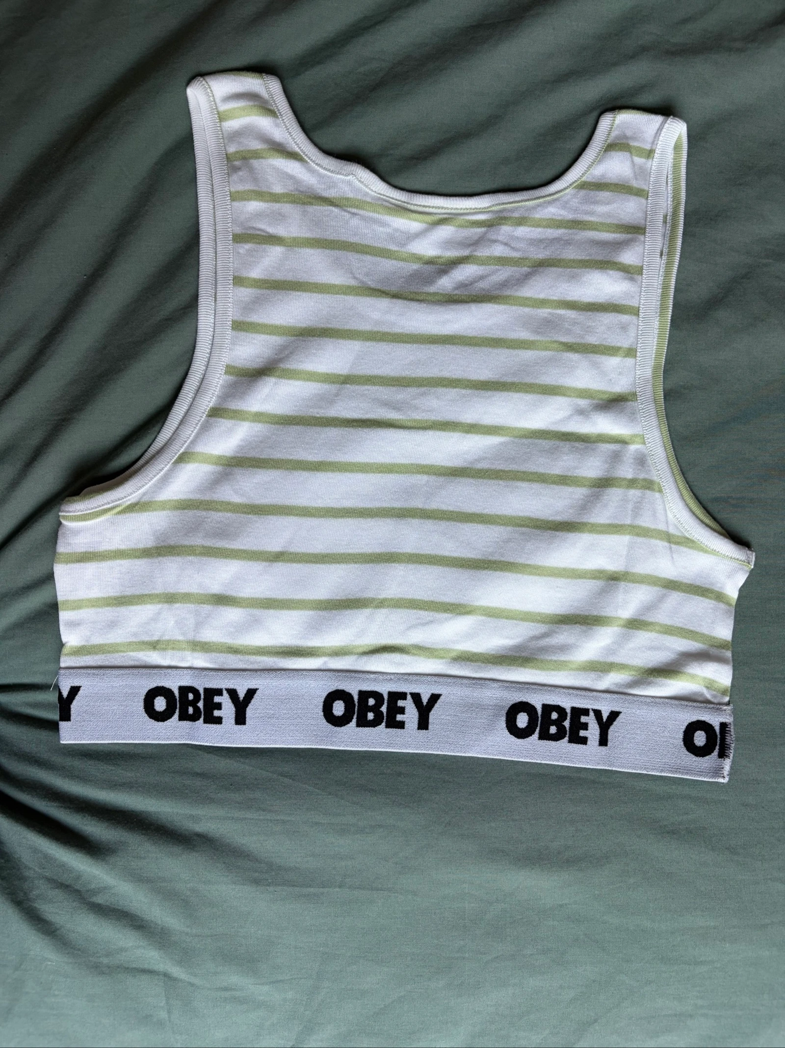 Obey gestreepte crop top bh lichtgroen – Maat L – Nieuw met label – photo 4